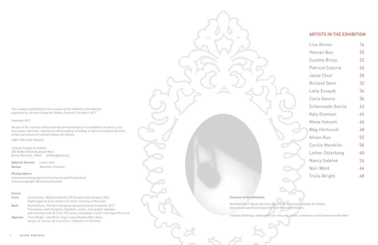 Alien Nations (2017) exhibition catalog, pages 4-5