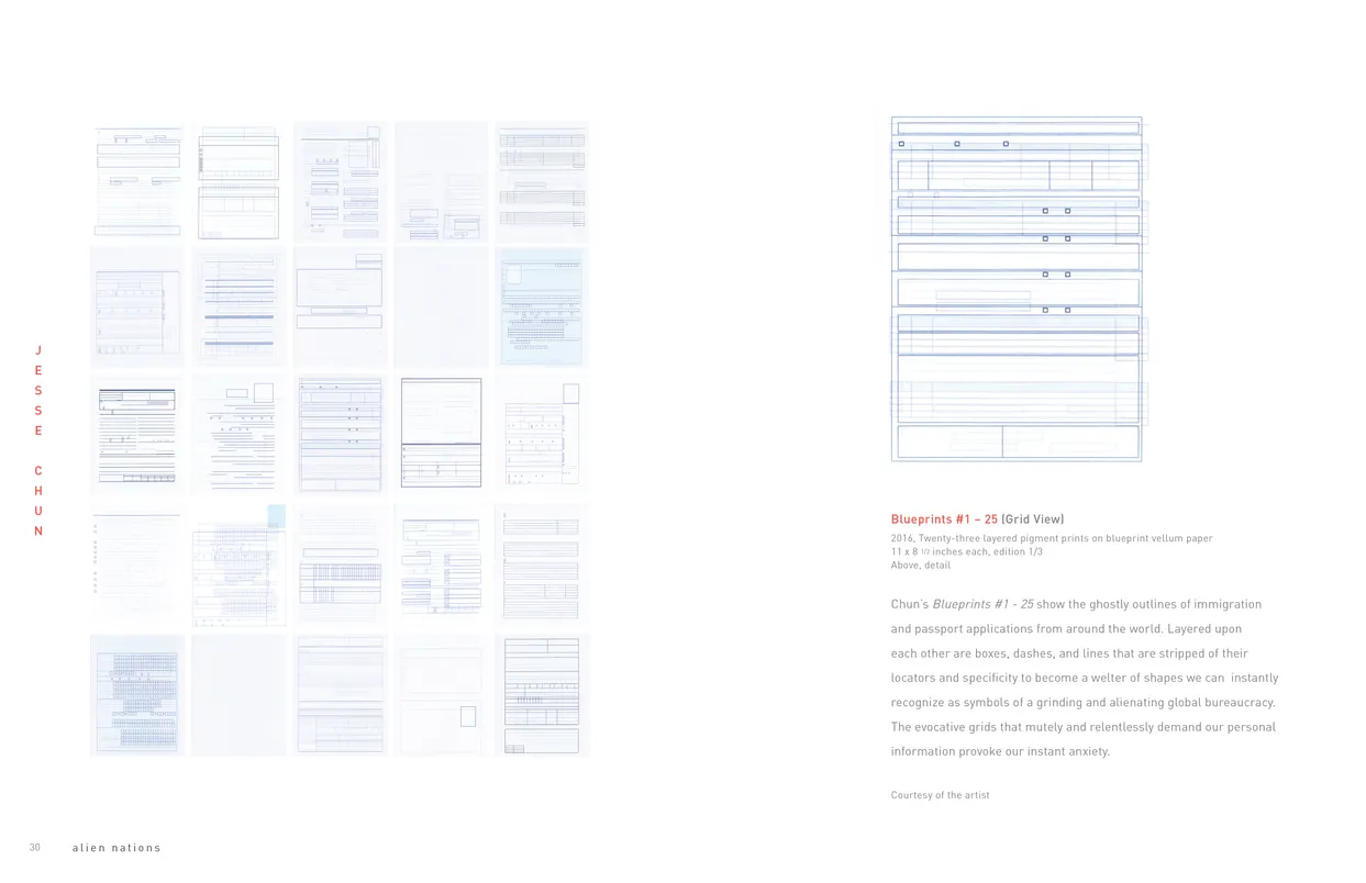 Alien Nations (2017) exhibition catalog, pages 30-31