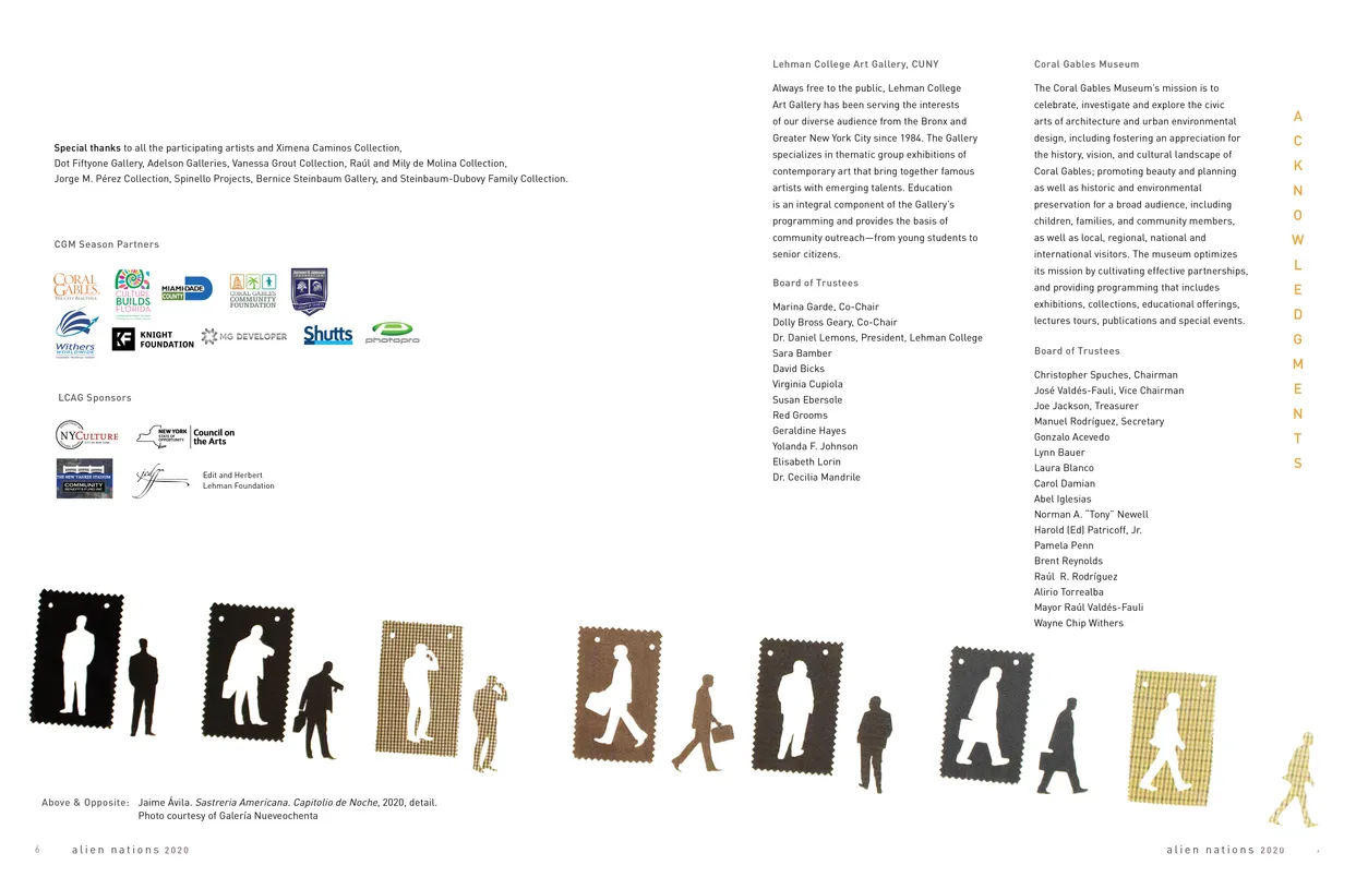 Alien Nations 2020 exhibition catalog, pages 6-7