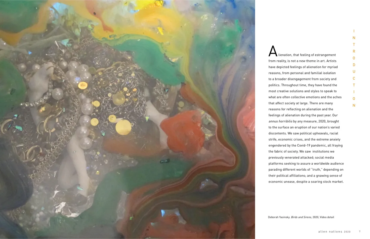 Alien Nations 2020 exhibition catalog, pages 8-9