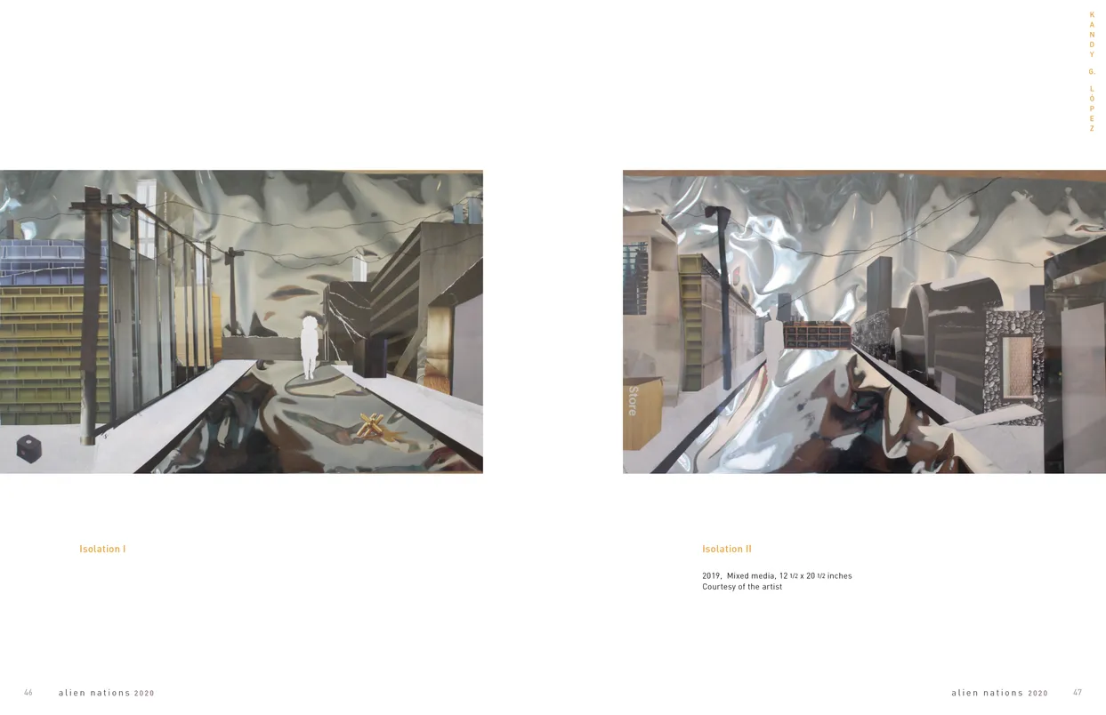Alien Nations 2020 exhibition catalog, pages 46-47