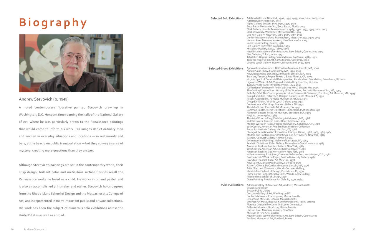 Andrew Stevovich Familiar Faces exhibition catalog, pages 56-57
