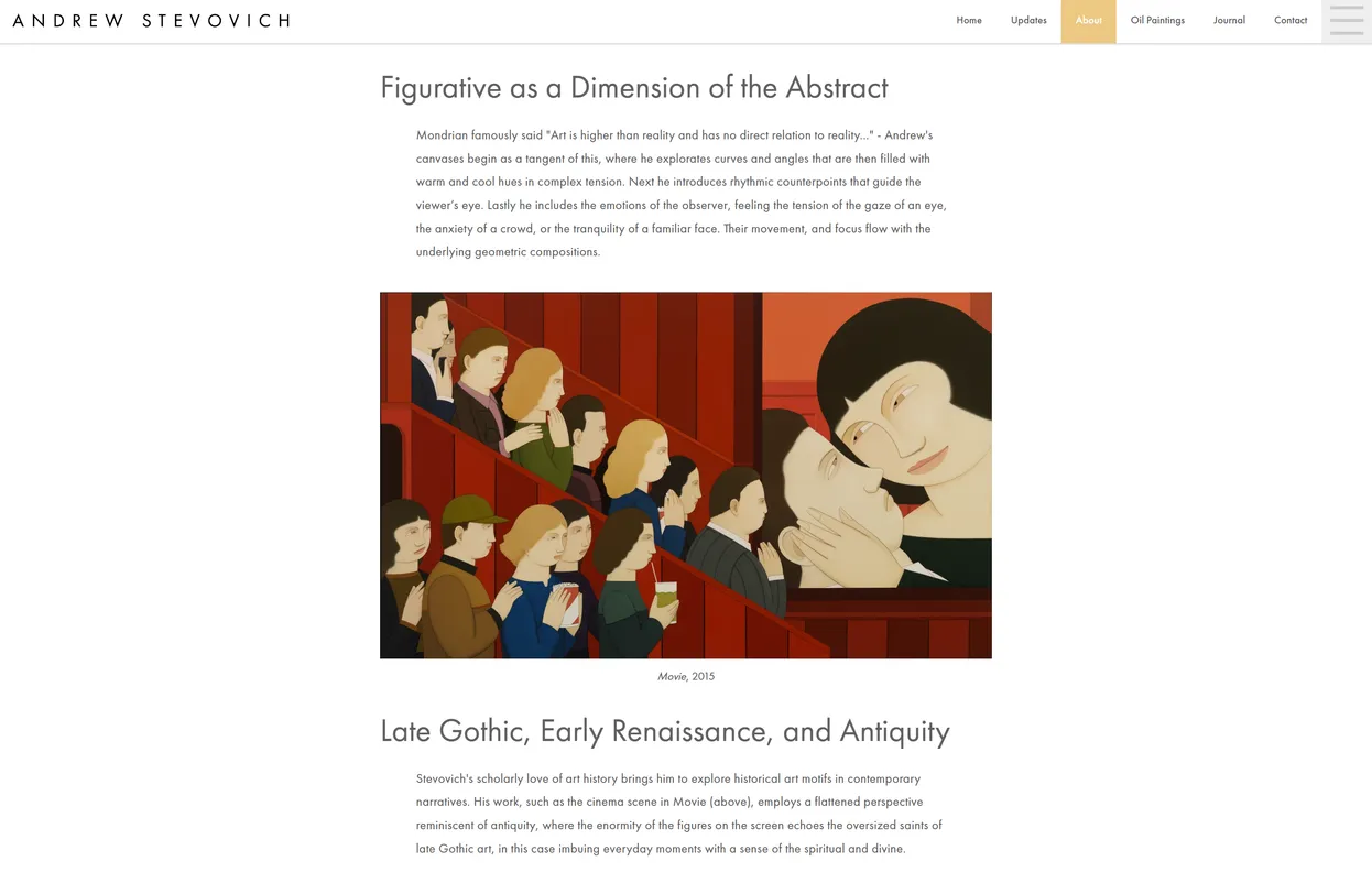 Andrew Stevovich Website — About Page