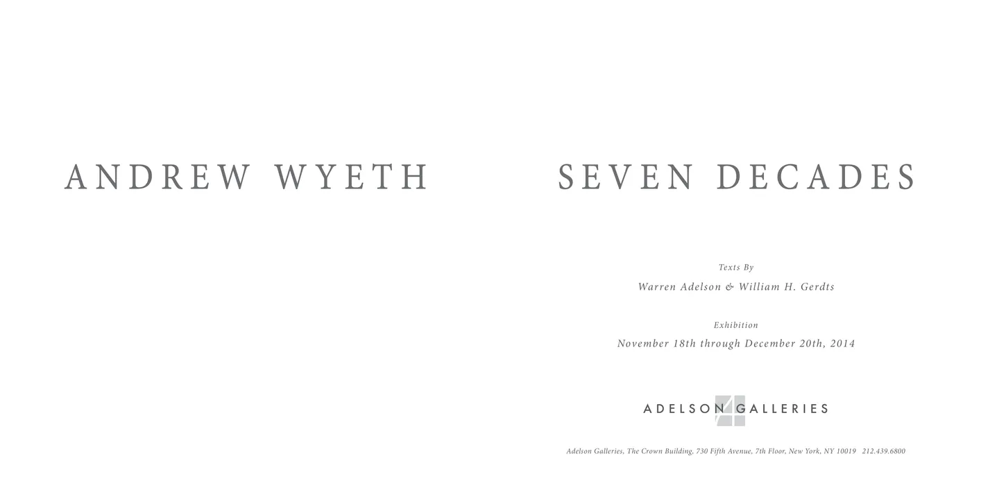 Andrew Wyeth: Seven Decades exhibition catalog, inside front cover