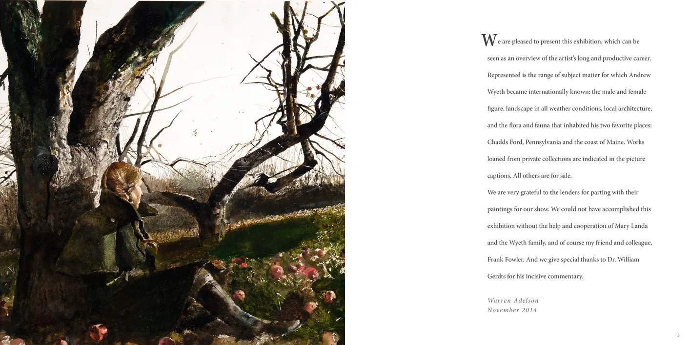 Andrew Wyeth: Seven Decades exhibition catalog, pages 2-3