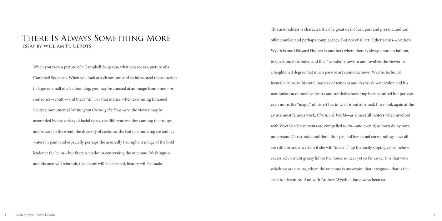 Andrew Wyeth: Seven Decades exhibition catalog, pages 4-5