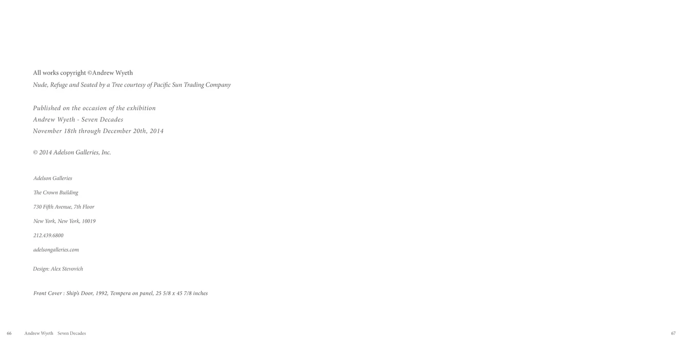 Andrew Wyeth: Seven Decades exhibition catalog, pages 66-67