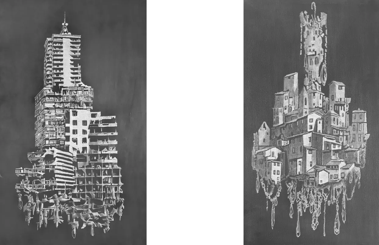 Castles in the Sky: Fantasy Architecture in Contemporary Art exhibition catalog, pages 24-25