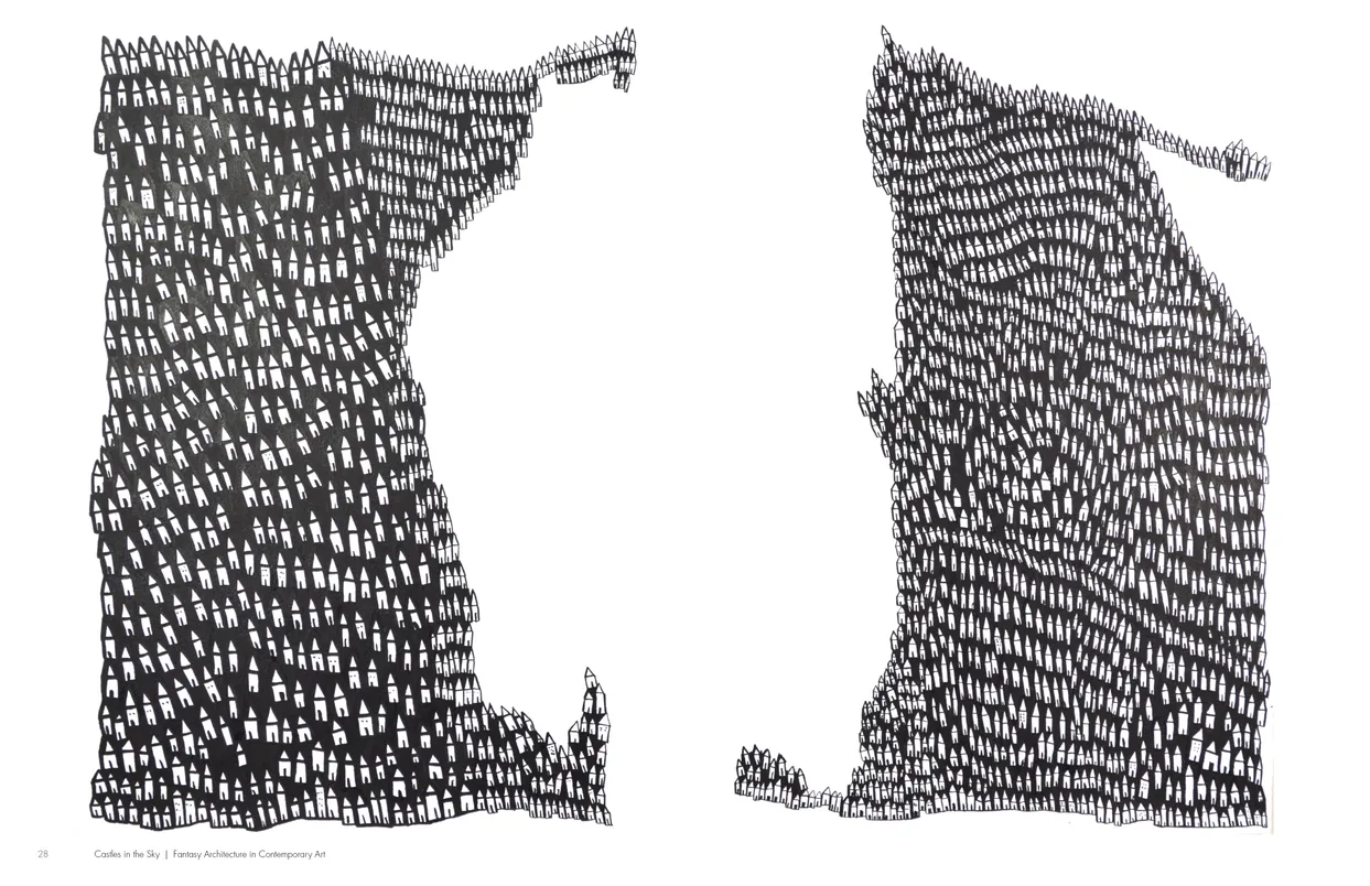 Castles in the Sky: Fantasy Architecture in Contemporary Art exhibition catalog, pages 28-29