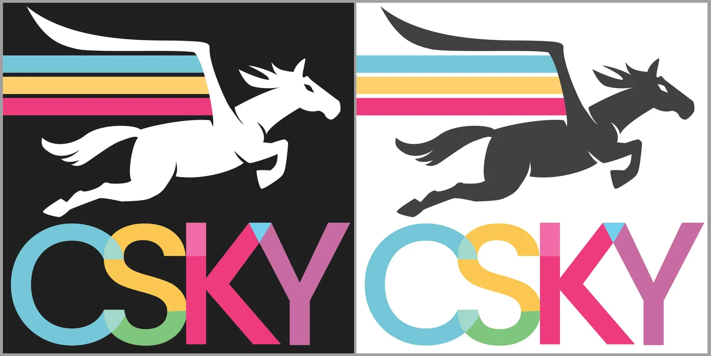 Colors in the Sky brandmark in dark and light contexts