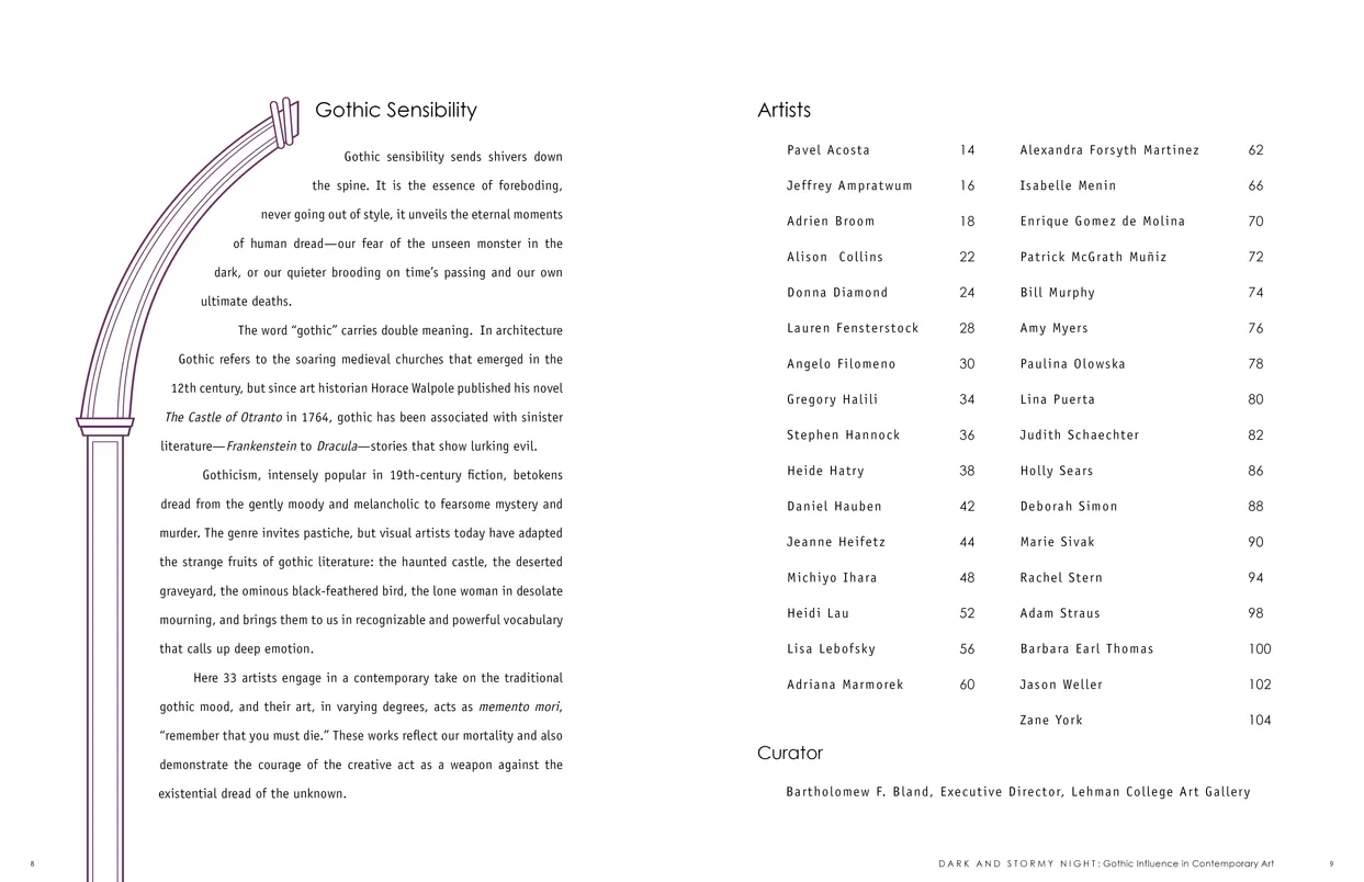 Dark and Stormy Night: Gothic Influence in Contemporary Art exhibition catalog, pages 8-9