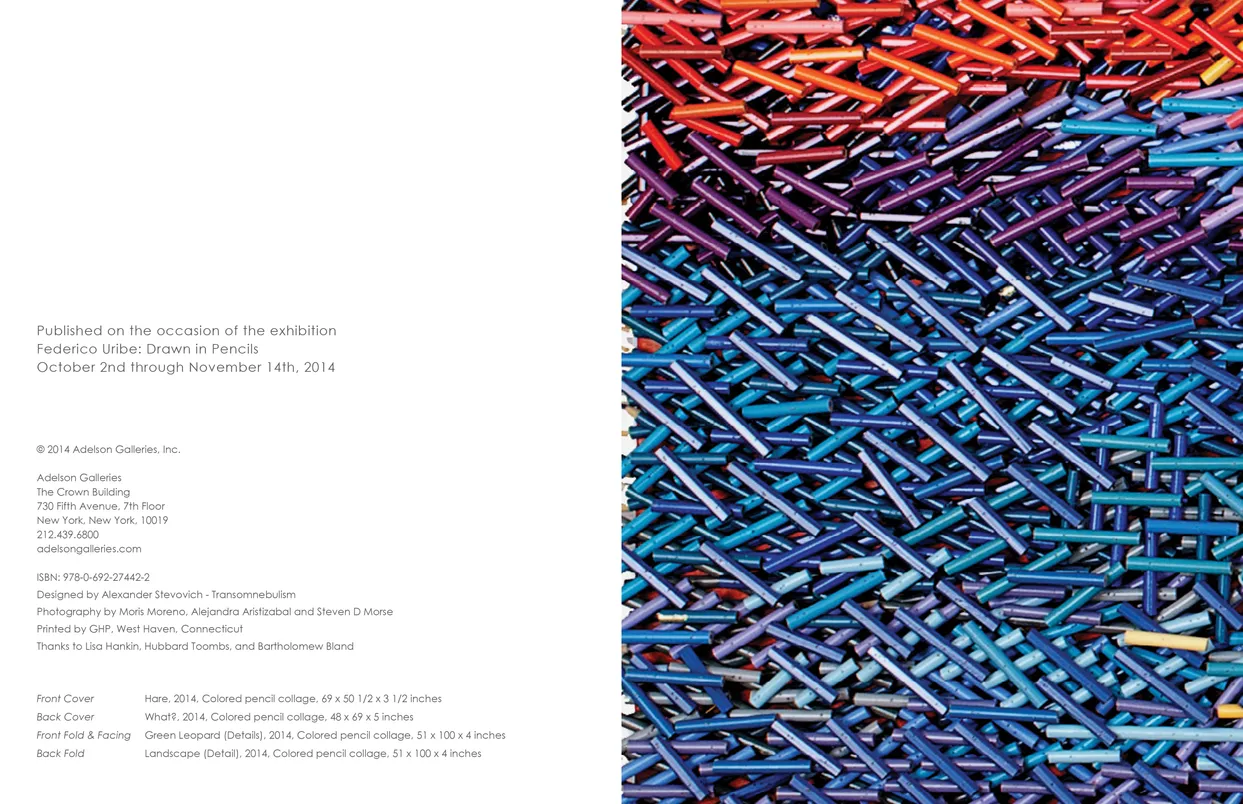 Federico Uribe Drawn in Pencils exhibition catalog, inside back cover