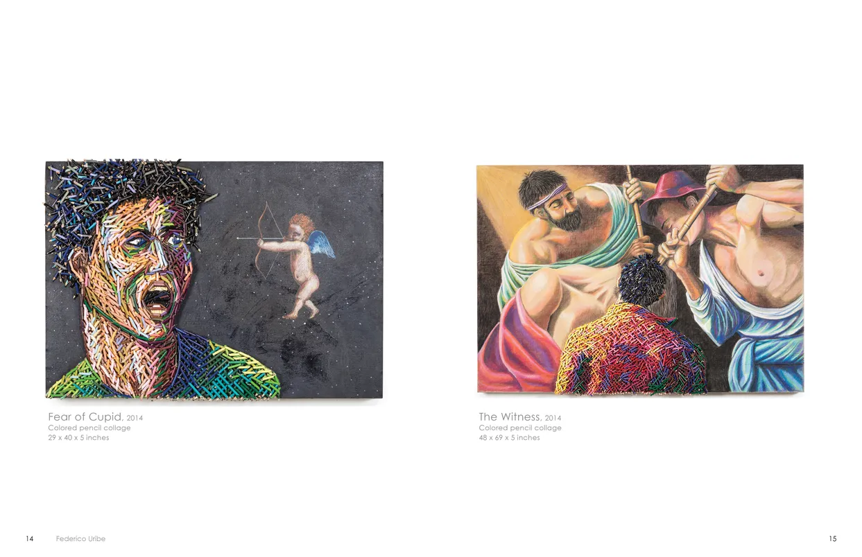 Federico Uribe Drawn in Pencils exhibition catalog, pages 14-15