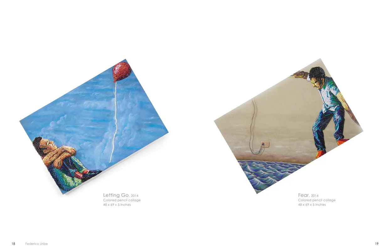 Federico Uribe Drawn in Pencils exhibition catalog, pages 18-19