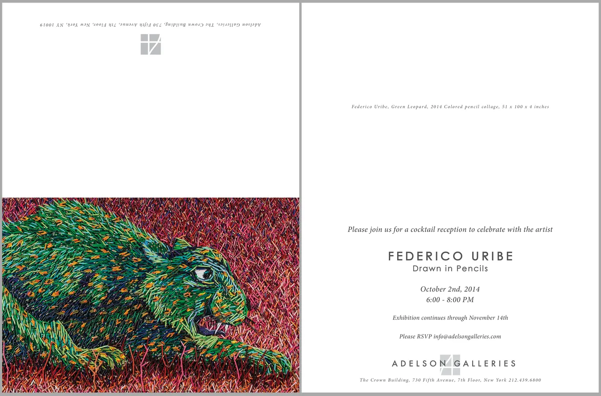 Invitation for the Federico Uribe: Drawn in Pencils exhibition