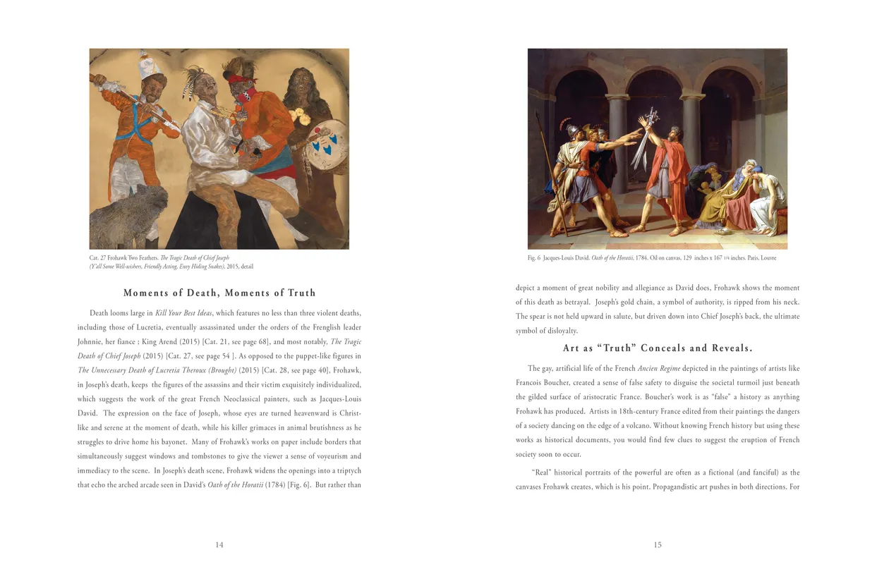 Frohawk Two Feathers Kill Your Best Ideas exhibition catalog, pages 14-15