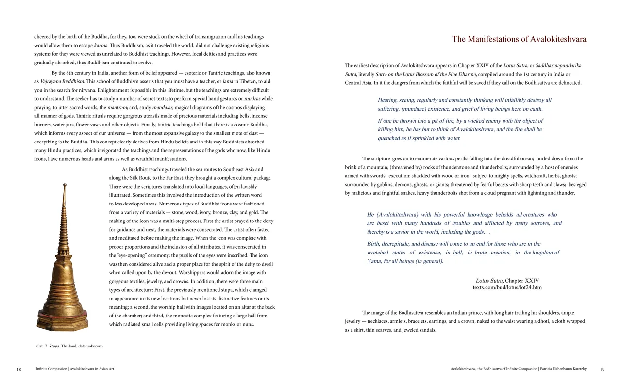 Infinite Compassion: Avalokiteshvara in Asian Art exhibition catalog, pages 18-19