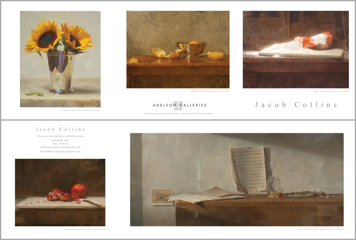 Folding brochure for the Jacob Collins (2015) exhibition