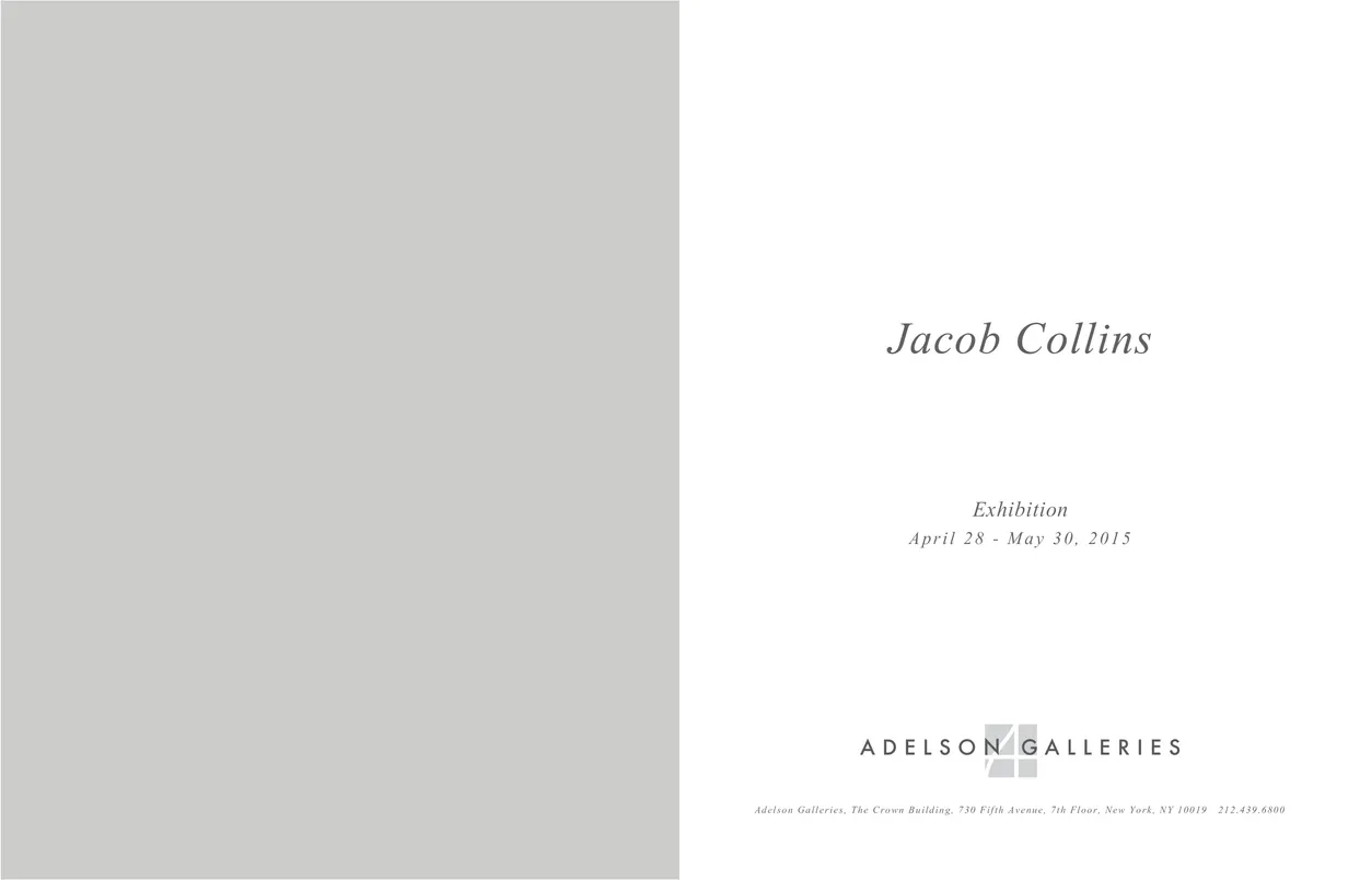 Jacob Collins (2015) exhibition catalog, inside front cover