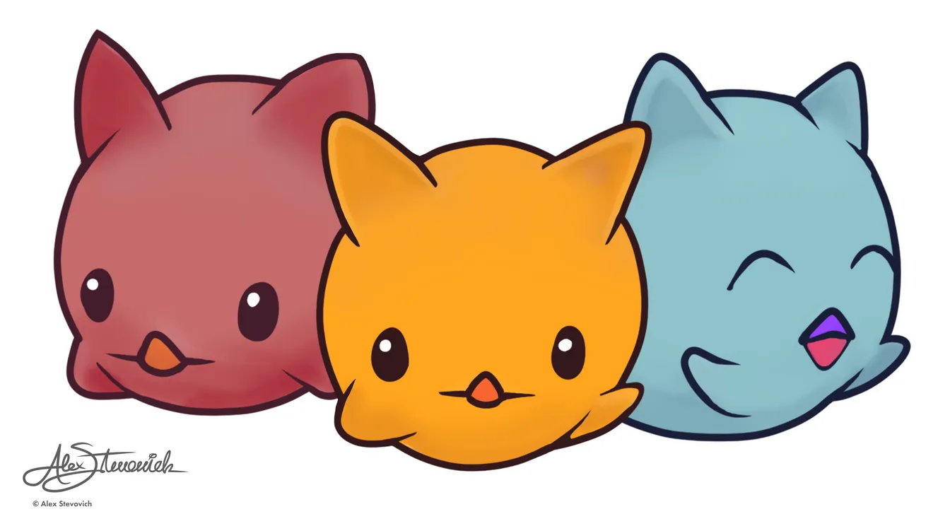 Kawaii Blobby Slime Trio illustration