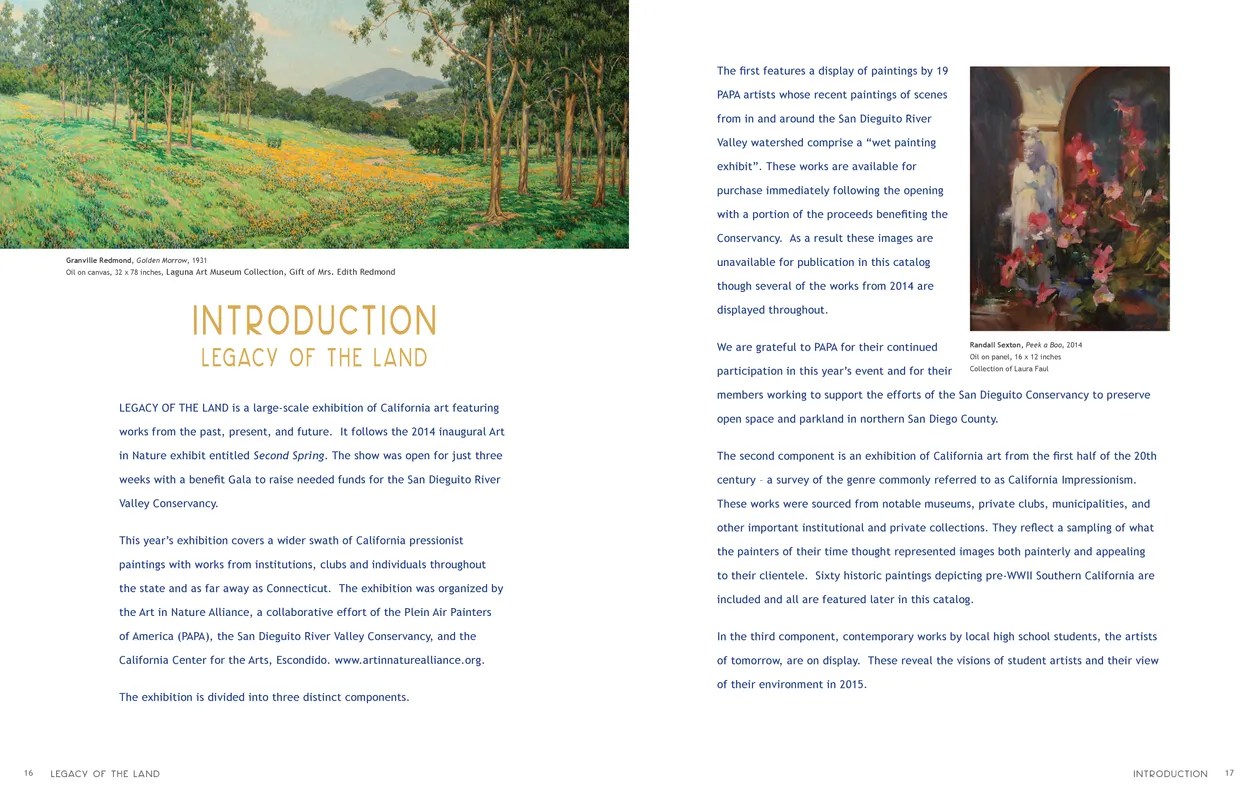 Legacy of the Land exhibition catalog, pages 16-17