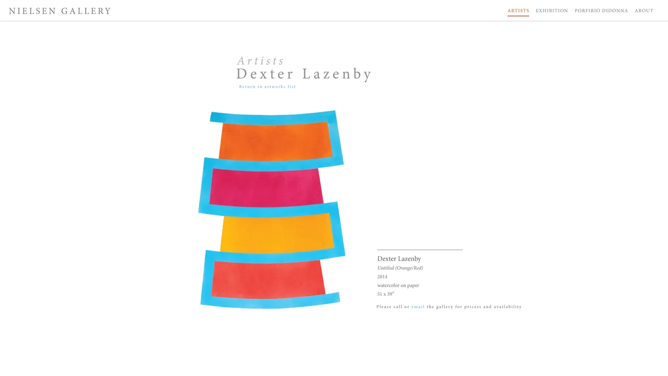 Nielsen Gallery Website — Artist Artwork Item Page