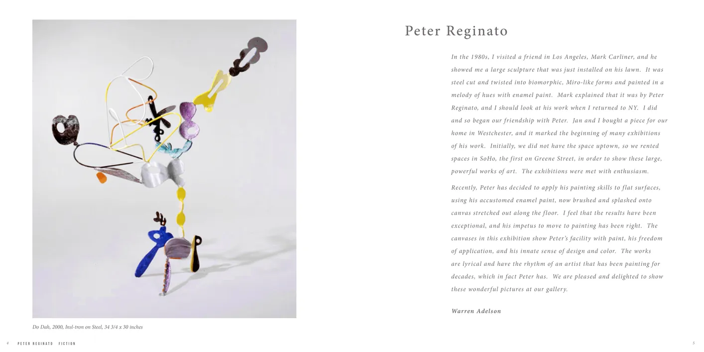 Peter Reginato: Fiction exhibition catalog, pages 4-5