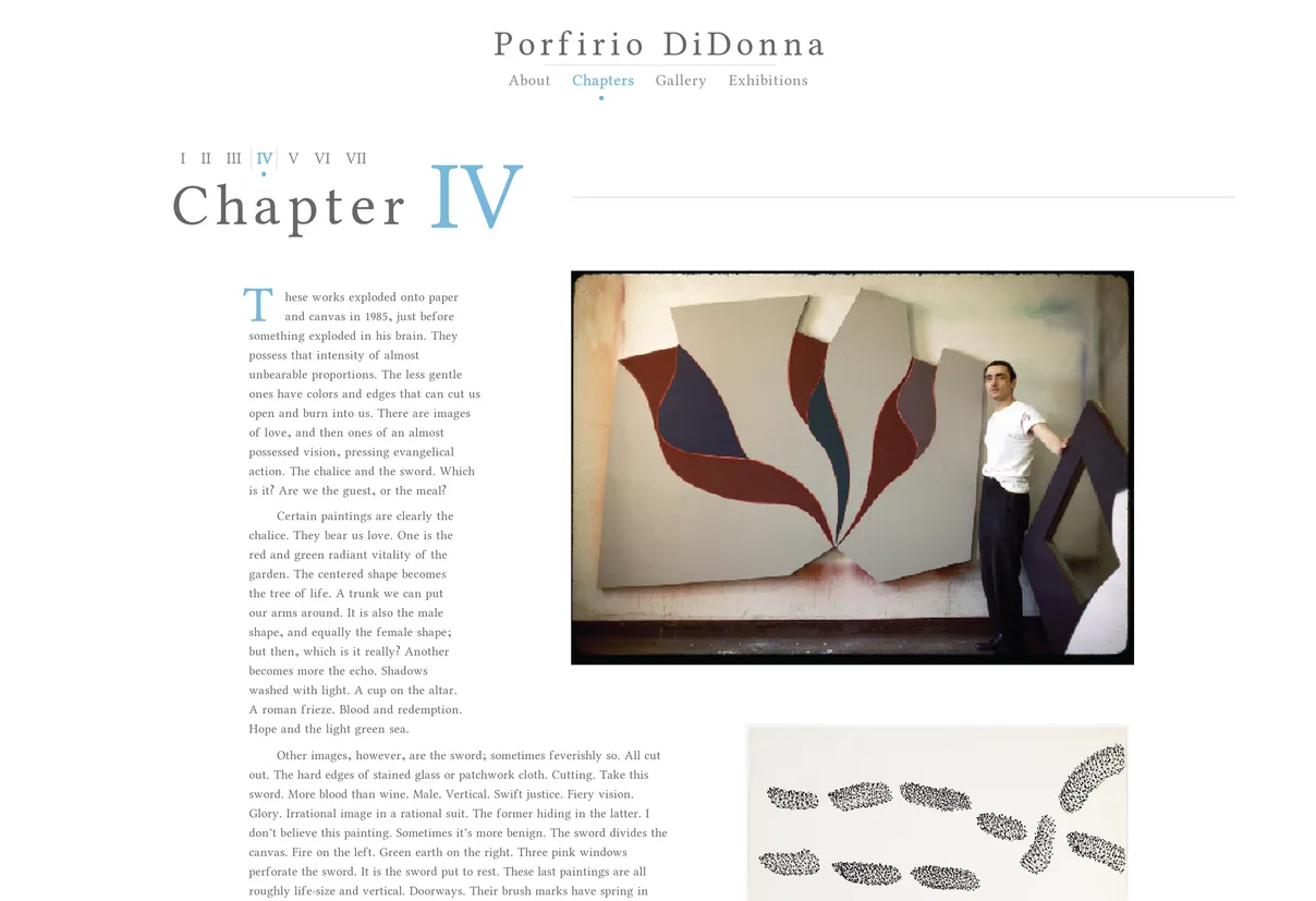 Porfirio DiDonna Website — Chapter IV Page