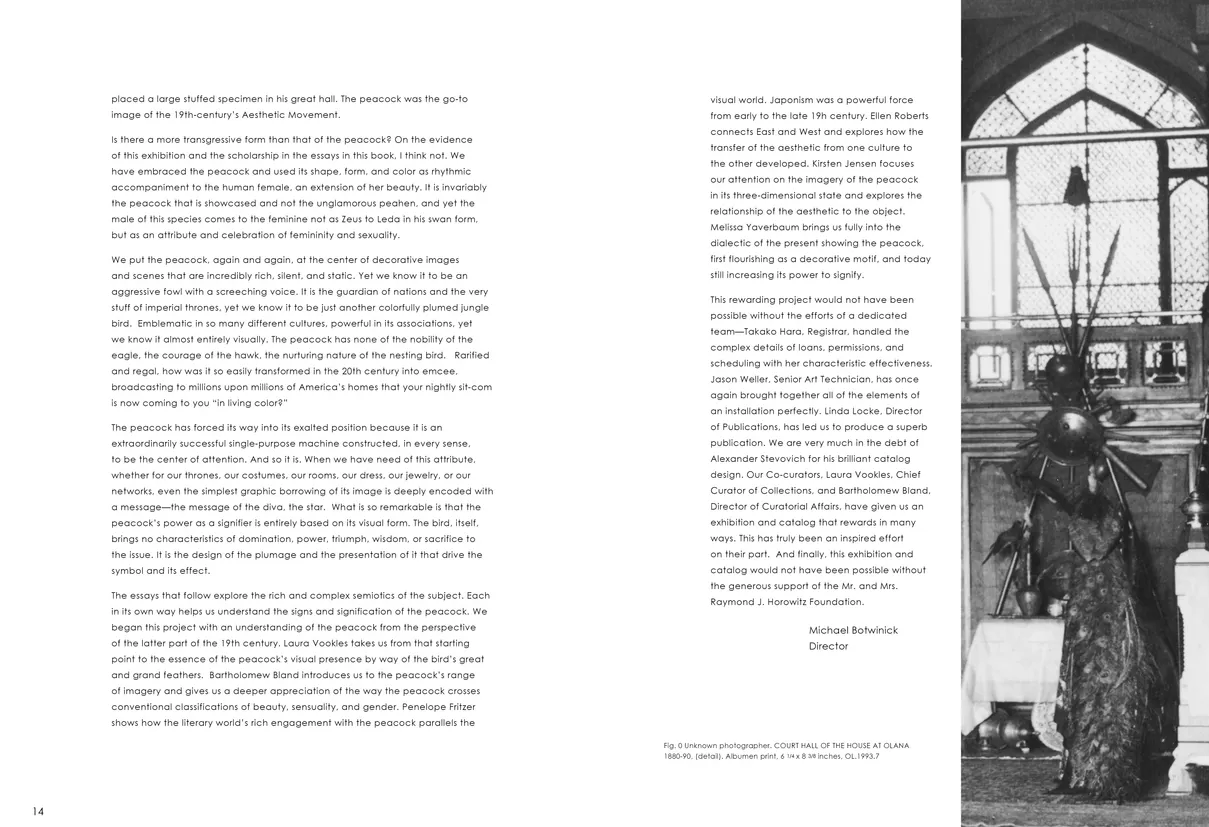 Strut: The Peacock and Beauty in Art exhibition catalog, pages 14-15
