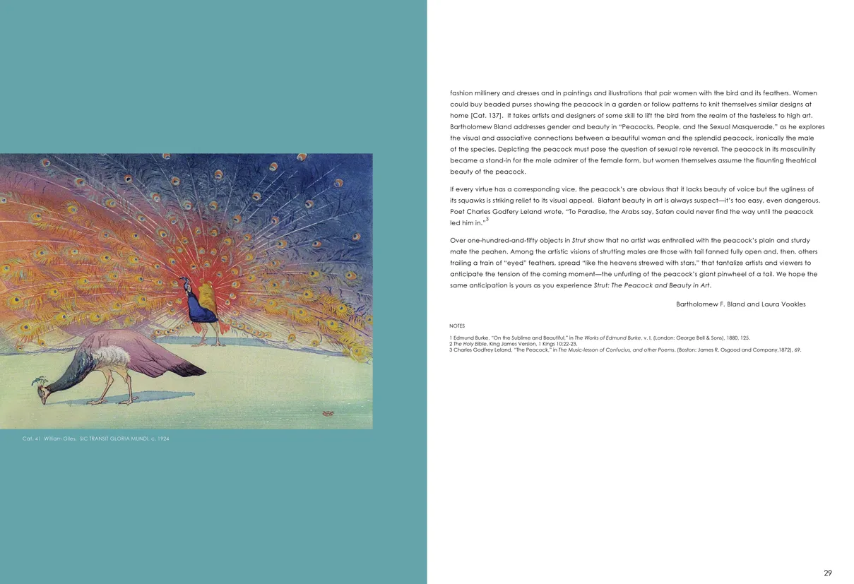 Strut: The Peacock and Beauty in Art exhibition catalog, pages 28-29