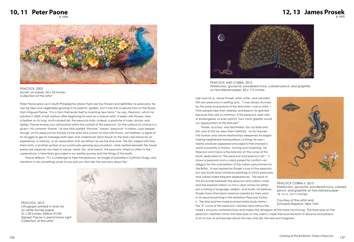 Strut: The Peacock and Beauty in Art exhibition catalog, pages 136-137