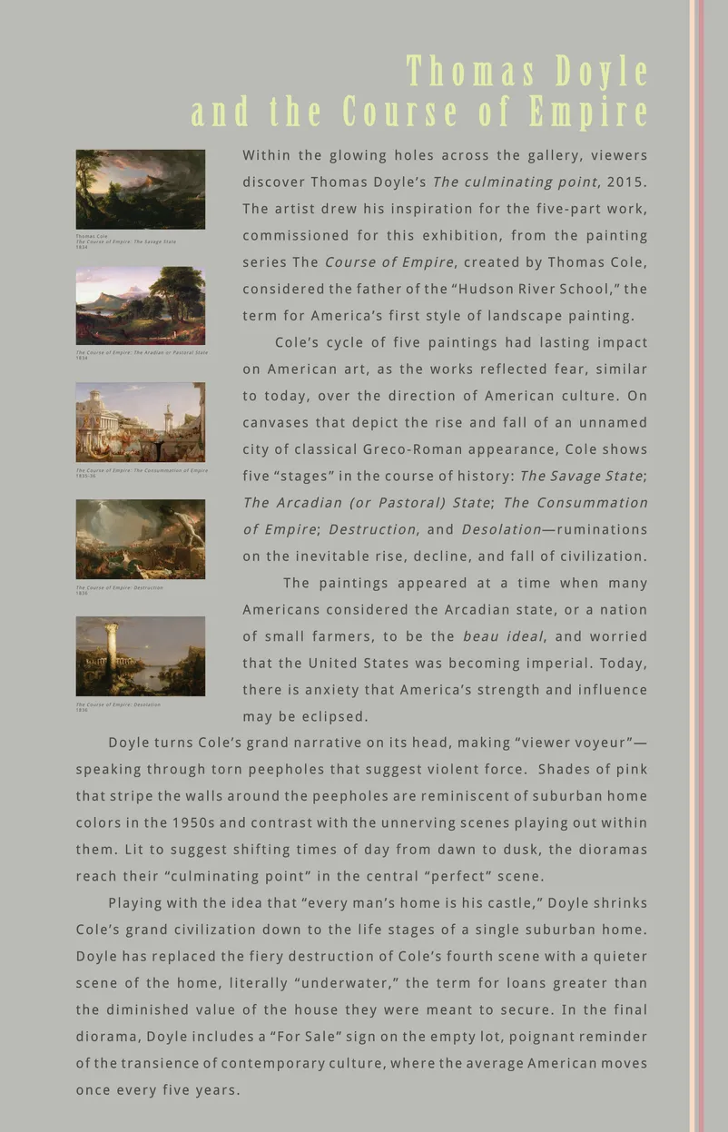 Thomas Cole connection panel for the Thomas Doyle: If the Creek Don't Rise and Thomas Cole exhibition