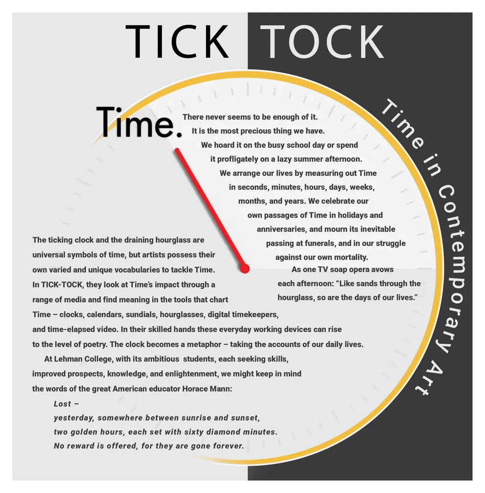 Introduction wall panel for the Tick Tock: Time in Contemporary Art exhibition