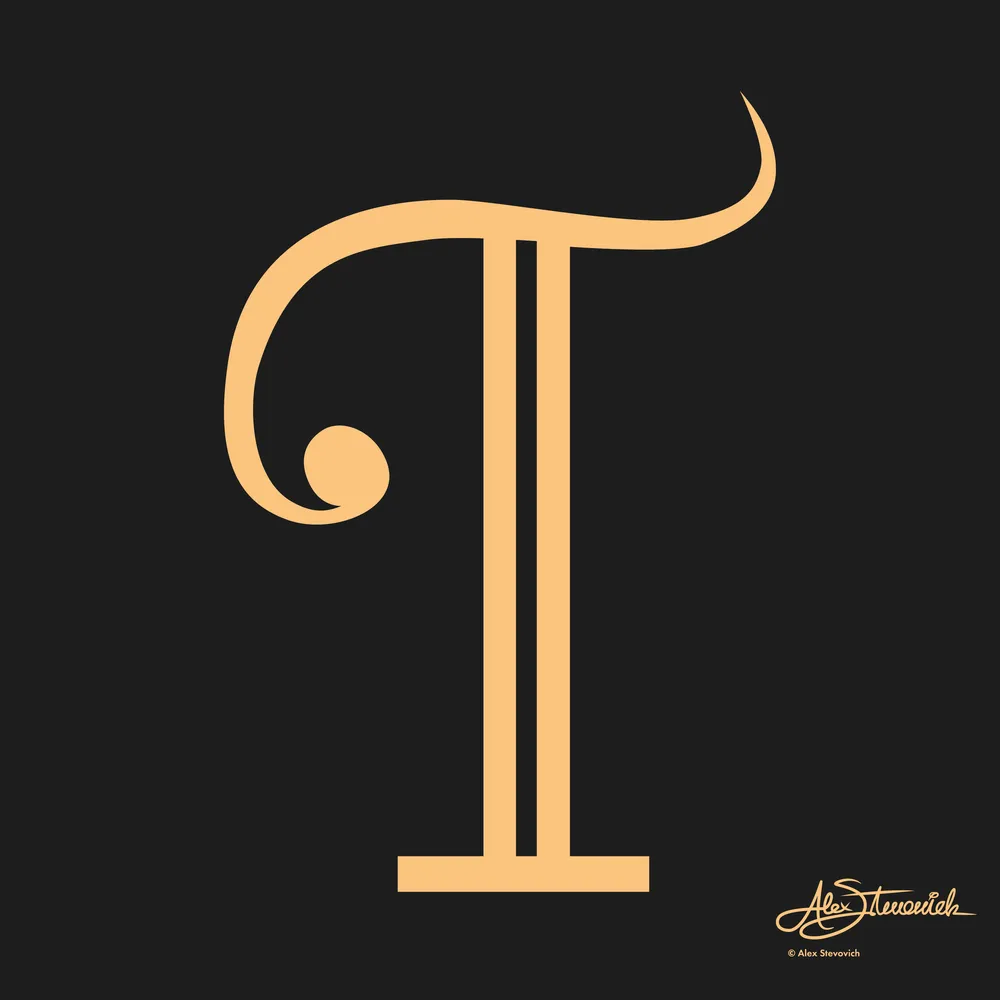 Transomnebulism dropcap font 'T' character glyph