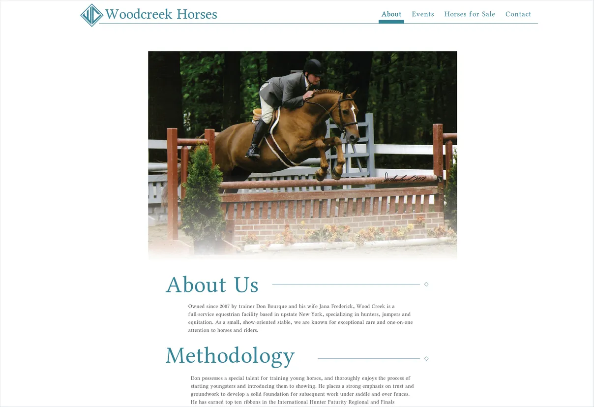 Woodcreek Horses Website — About Page