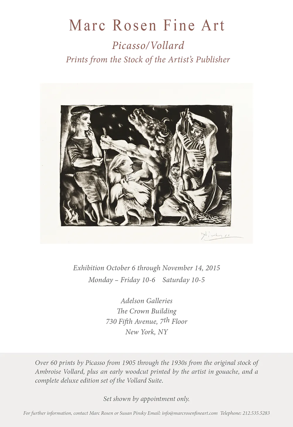 Ad for the <i>Picasso / Vollard</i> exhibition, placed in the <i>International Fine Print Dealers Association Magazine</i>. Ad design by Alex Stevovich.