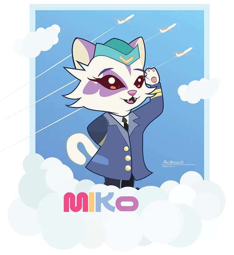 <i>Super Miko: Enchanted Getaways, Fledgling Flight Master Academy</i> drawn by Alex Stevovich. Character and Illustration ©Alex Stevovich