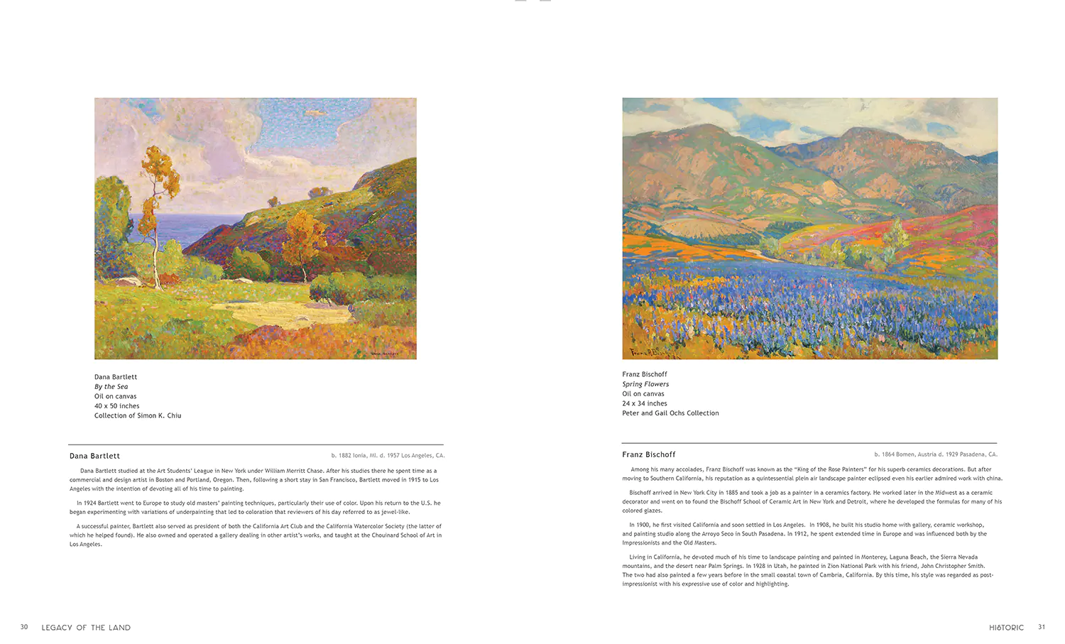 A spread from the publication <i>Legacy of the Land</i> for the California Center for the Arts, Escondido. Publication design by Alex Stevovich.